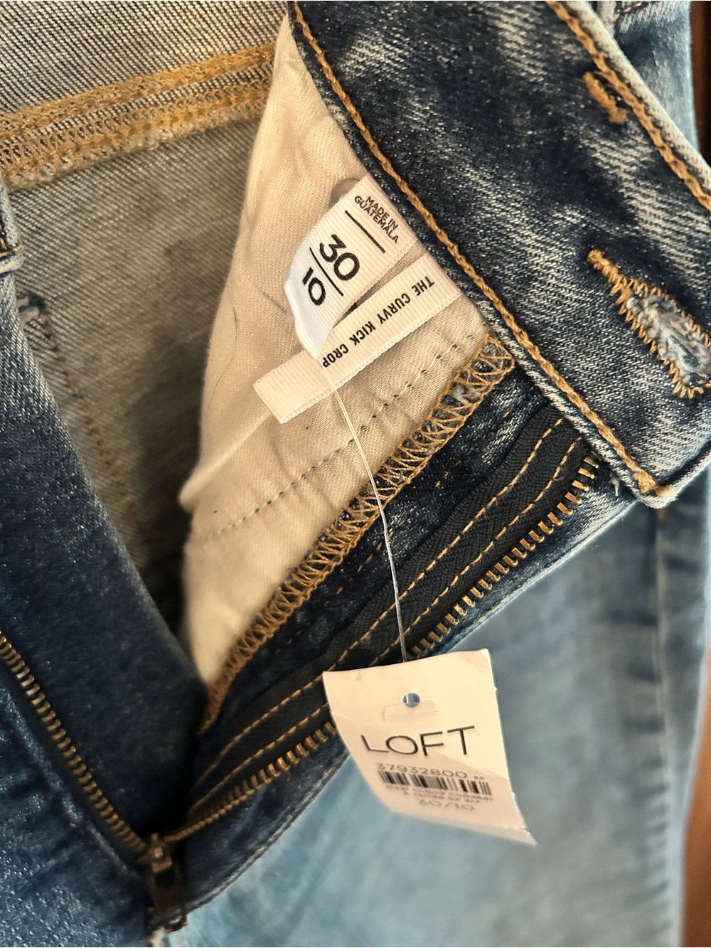 LOFT Curvy Kick Crop Jeans with raw hem